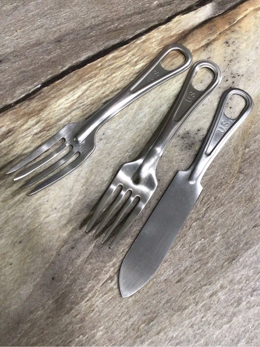 Vintage U.S. Military UCCO SKO Co Mess Kit Forks Knife 3 Pc WWII Vietnam Camp
